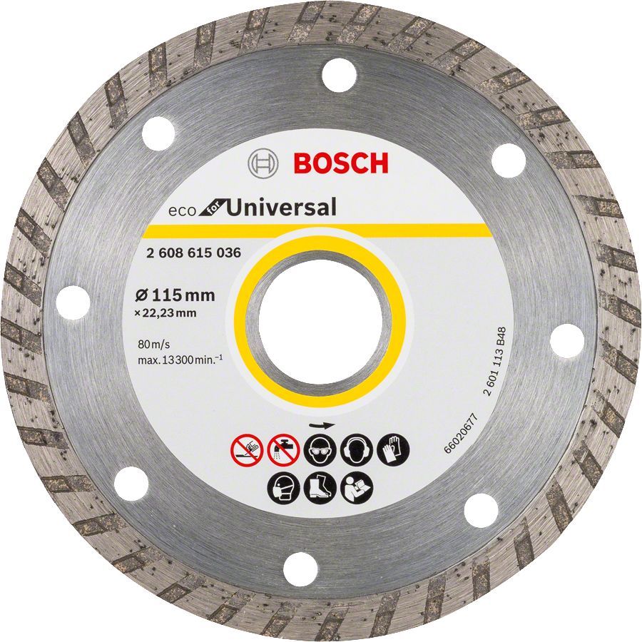 Bosch - Ekonomik Seri 9+1 Genel Yapı Malzemeleri İçin Elmas Kesme Diski 115 mm Turbo