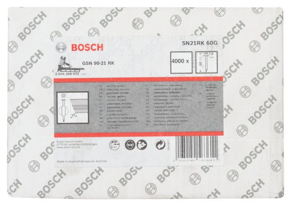 Bosch - GSN 90-21DK Çivi  60mm 4000li Düz ÇinkoK