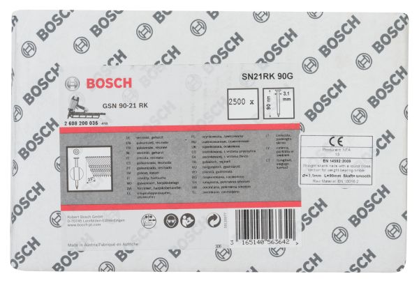 Bosch - GSN 90-21DK Çivi  90mm 2500lü Düz ÇinkoK