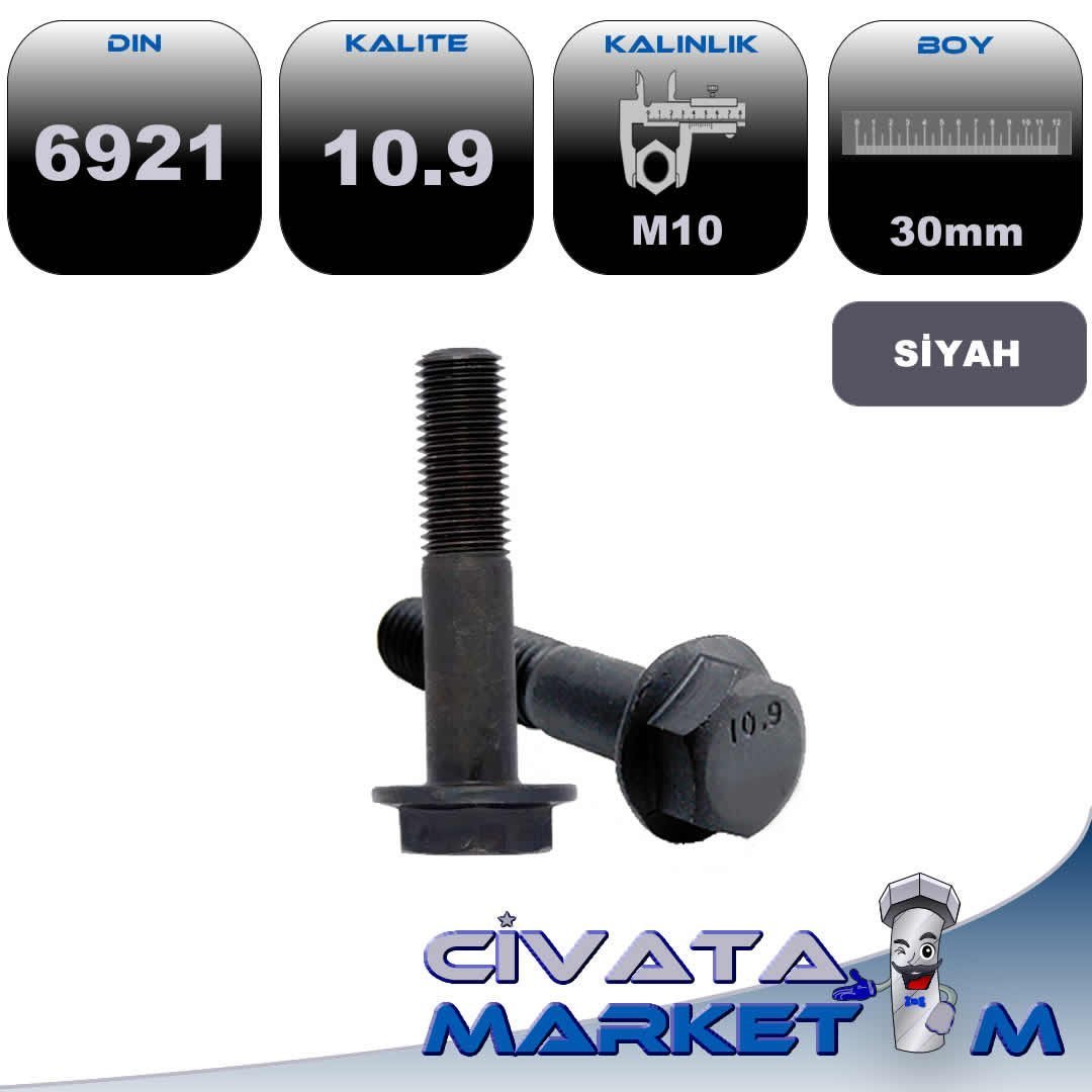 M10*30 FLANŞLI CİVATA DIN 6921 10,9