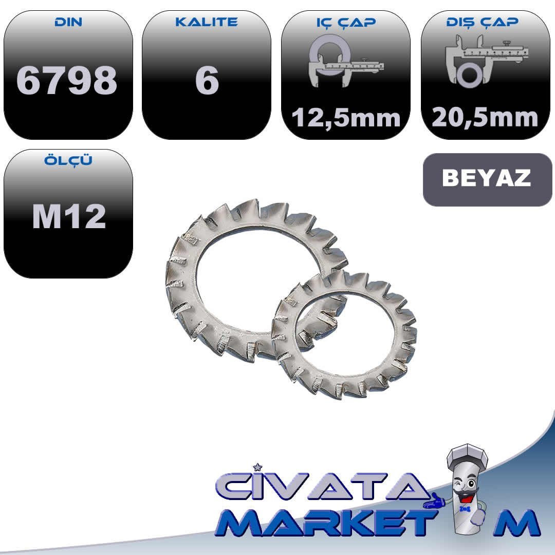 DIN 6798 TIRTIRLI PUL M12 SİYAH