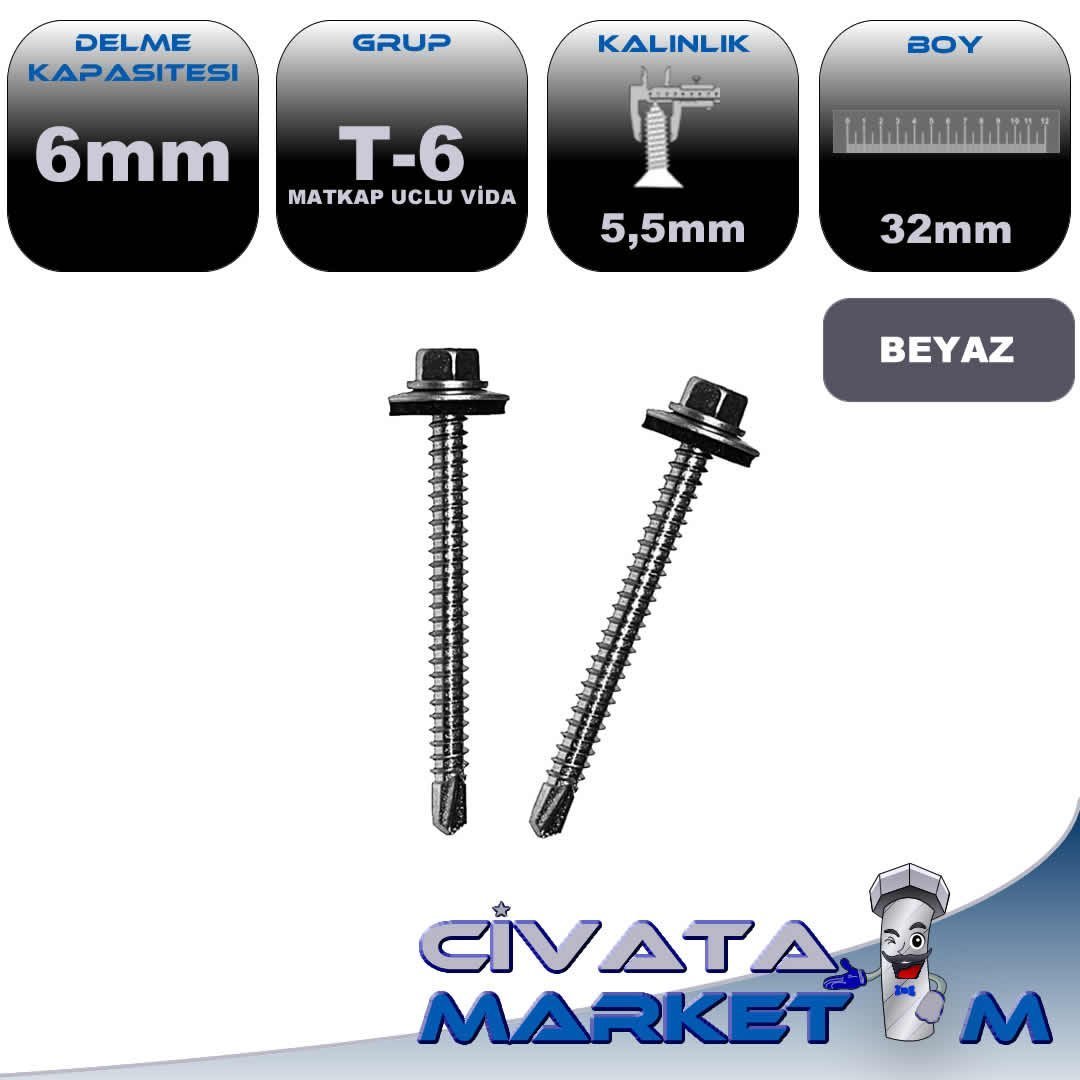 5,5x32 TRAPEZ VİDA T-6 MUV BYZ