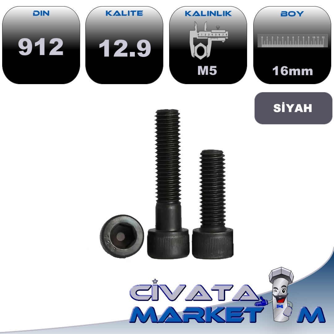 M5*16 İMBUS CİVATA DIN 912 12.9