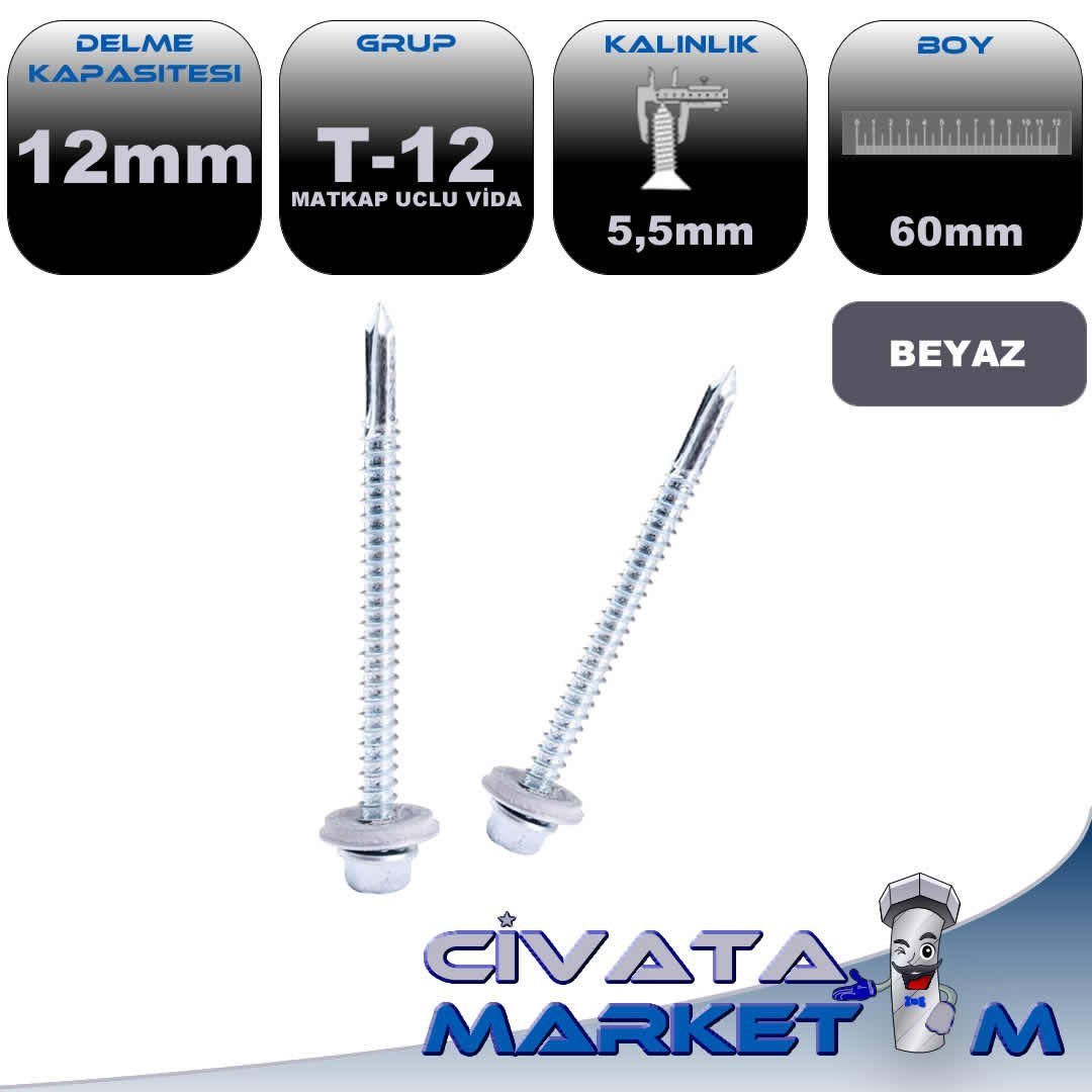 5,5x60 TRAPEZ VİDA T-12 MUV BYZ