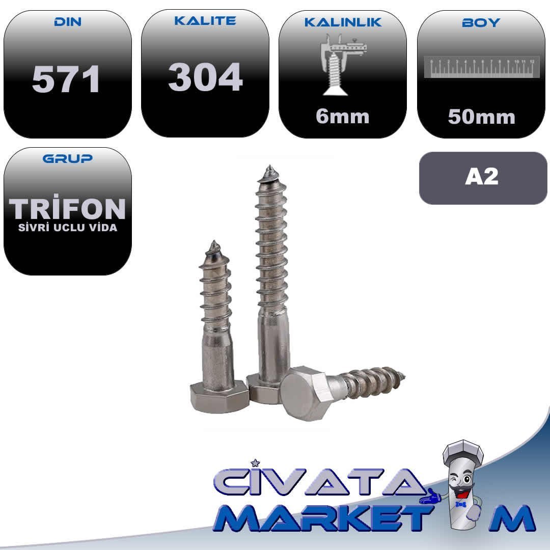 6*50 TRİFON VİDA A2 304