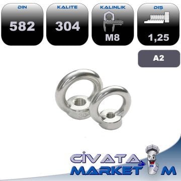 M8 HALKA SOMUN A2 304 DIN582 EYEBOLT DİŞİ