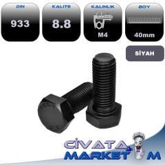 M4*40 ANAHTAR BAŞ TAM DİŞ CİVATA 8,8 SİYAH