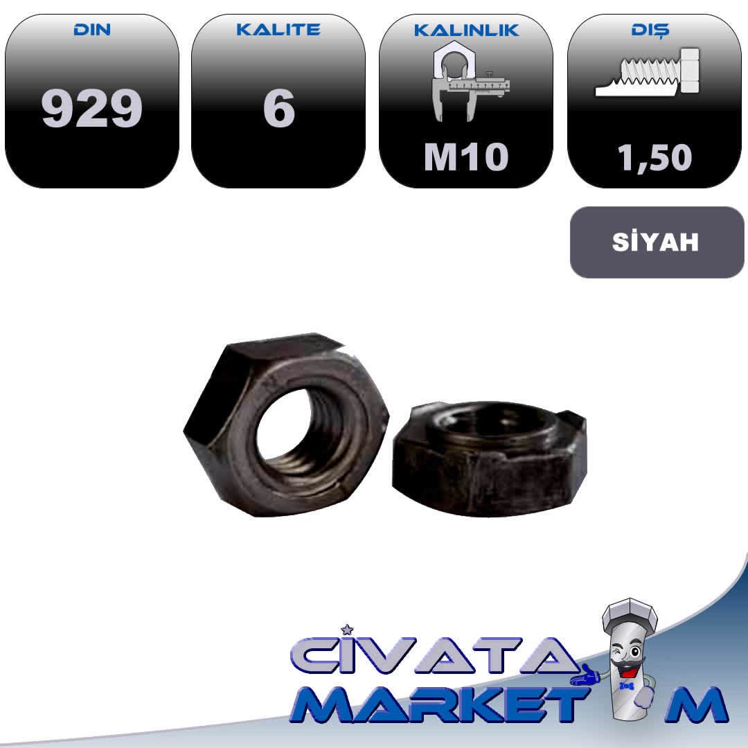 M10 ALTI KÖŞE KAYNAK SOMUN DIN929 CL.6