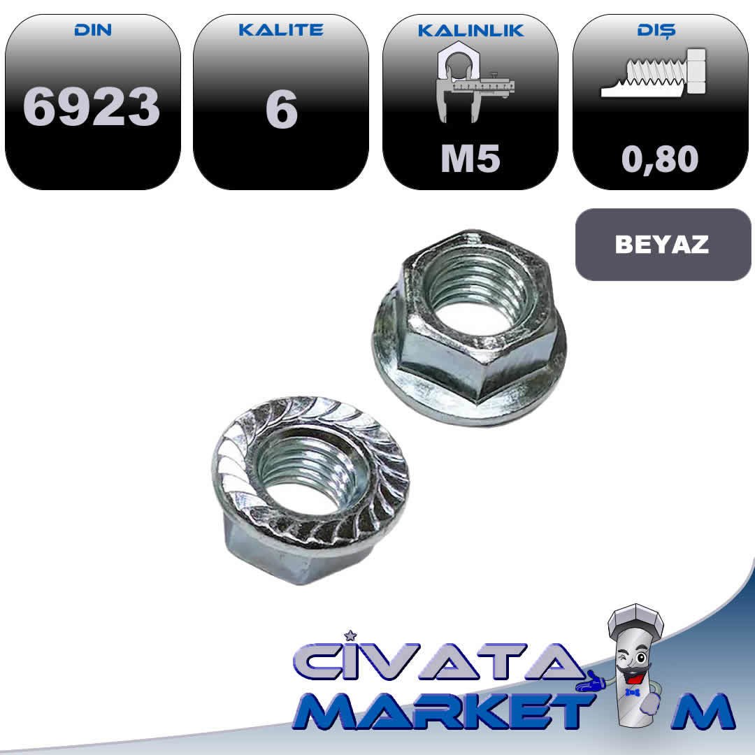 M5 FLANŞLI SOMUN GALV. DIN6923 CL.6