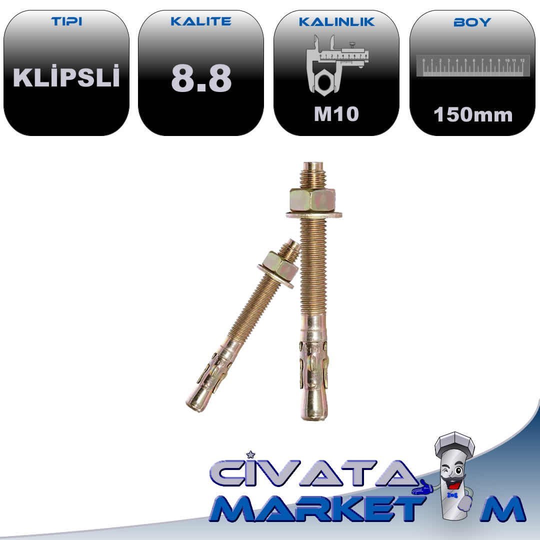 M10*150 KLİPSLİ ÇELİK DÜBEL