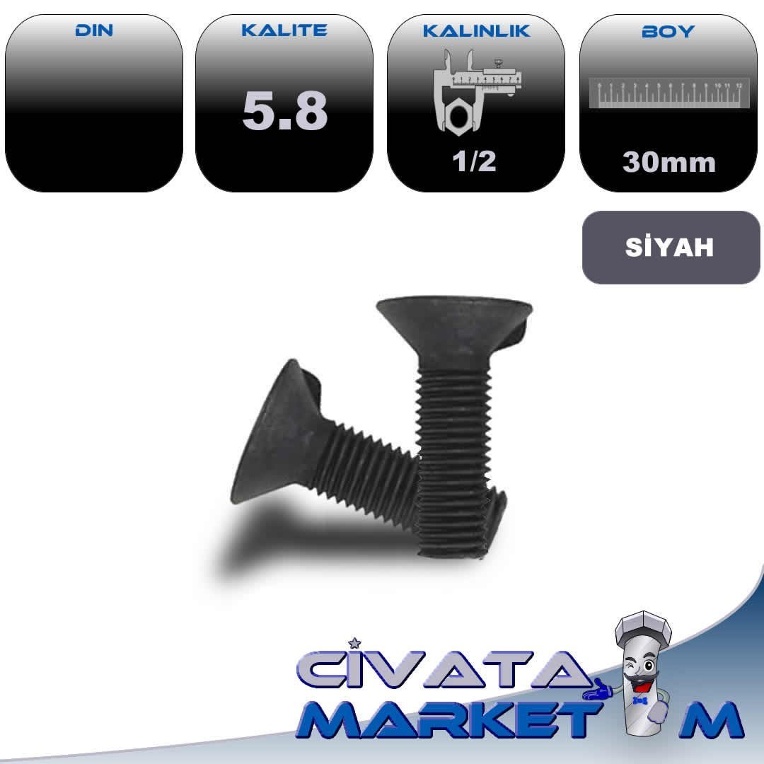 1/2*30 PULLUK CİVATASI SİYAH 5,8