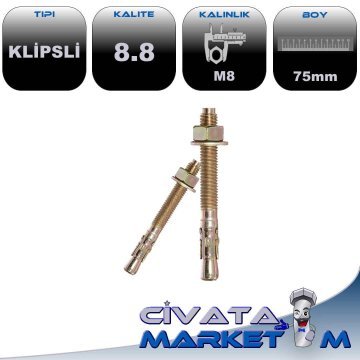 M8*75 KLİPSLİ ÇELİK DÜBEL