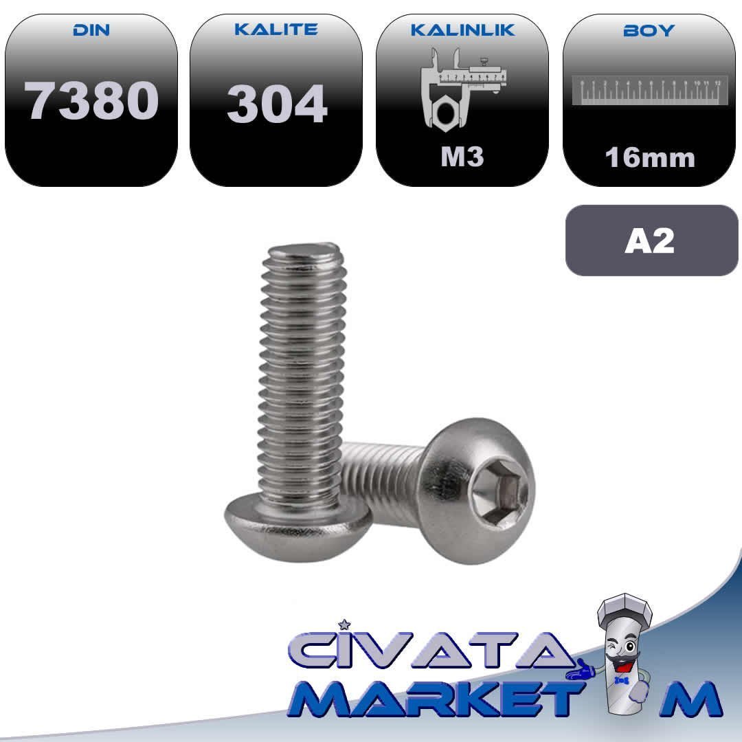 M3*16 BOMBE BAŞ İMBUS A2