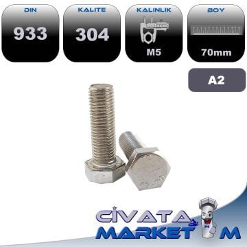 M5*70 ALTIKÖŞE BAŞ CİVATA A2