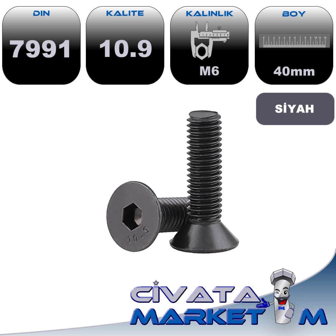 M6*40 HAVŞA BAŞ İMBUS 10.9 SİYAH