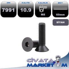 M8*60 HAVŞA BAŞ İMBUS 10.9 SİYAH