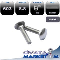 M6*15 TAMPON CİVATASI BEYAZ 8,8