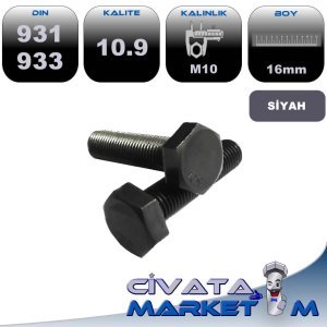 M10*16 ANAHTAR BAŞ CİVATA DIN 931-933 10,9