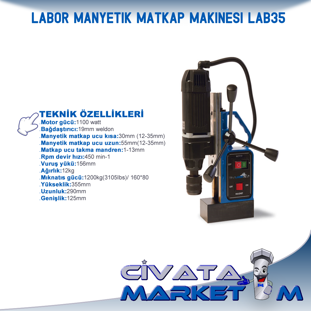 MANYETİK MATKAP MAKİNESİ LAB35 FOR 12-35 mm