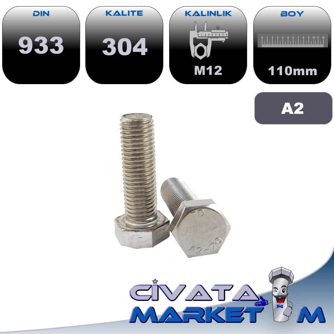 M12*110 ALTIKÖŞE BAŞ CİVATA A2