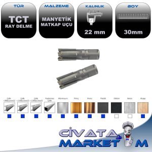 HMT CarbideMax TCT RAY DELME MATKAP UCU 22 x 30mm