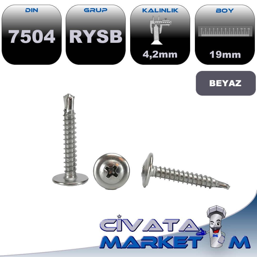 4,2x19 RYSB MATKAP UCLU VİDA DIN7504 BYZ