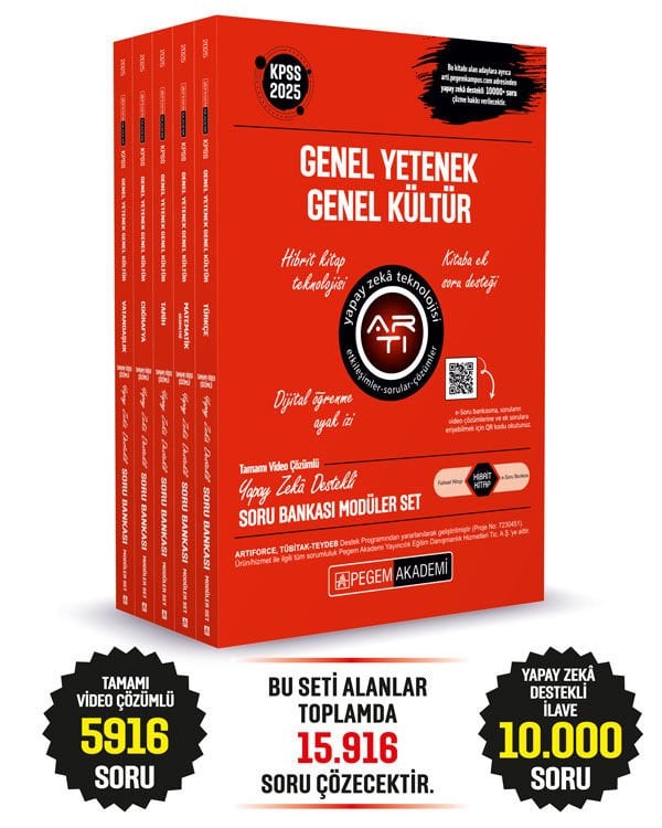 2025 KPSS Genel Yetenek Genel Kültür Tamamı Çözümlü Soru Bankası Seti - (5 Kitap) Pegem Yayınları