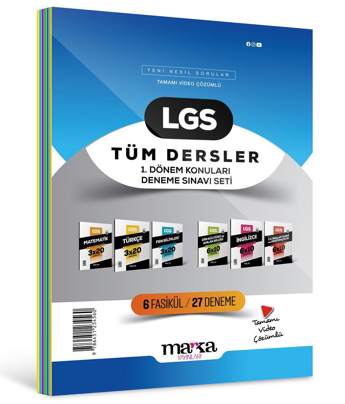 2025 LGS 1.Dönem Konuları Tüm Dersler Deneme Sınavı Seti 6 Fasikül 27 Deneme Marka Yayınları