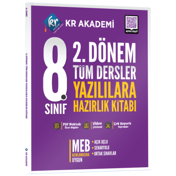 8. Sınıf 2. Dönem Tüm Dersler Yazılılara Hazırlık Kitabı KR Akademi Yayınları