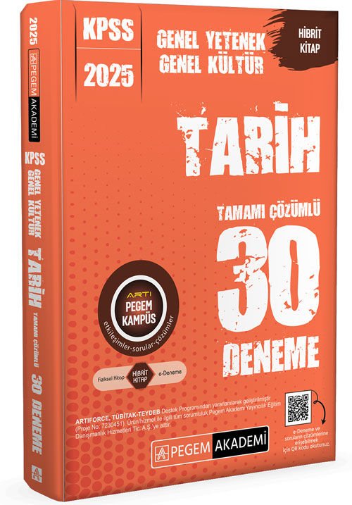 2025 KPSS Genel Yetenek Genel Kültür Tarih Tamamı Çözümlü 30 Deneme Pegem Yayınları