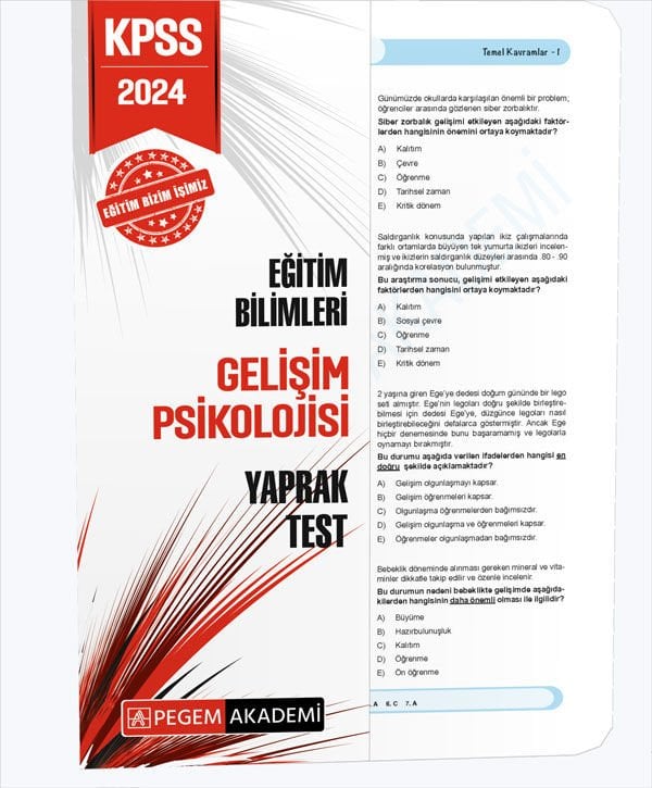 2024 KPSS Eğitim Bilimleri Gelişim Psikolojisi Yaprak Test