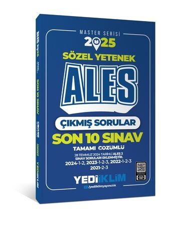 2025 ALES Sözel Yetenek Son 10 Sınav Tamamı Çözümlü Çıkmış Sorular(28 Temmuz 2024/Ales-2 Ekli) Yediiklim Yayınları