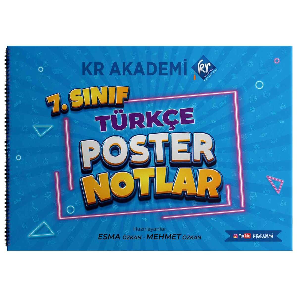 7. Sınıf Türkçe Poster Notlar Kr Akademi Yayınları