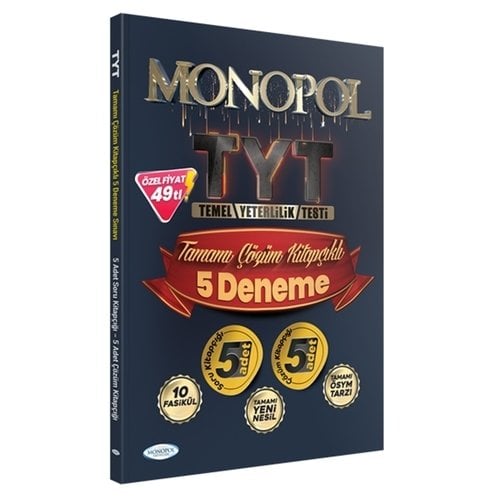 TYT Tamamı Çözümlü 5 Deneme Sınavı Monopol Yayınları 2022