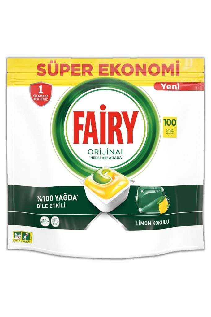 Fairy Hepsi Bir Arada 100 Yıkama Bulaşık Makinesi Deterjanı Tableti / Kapsülü Limon Kokulu