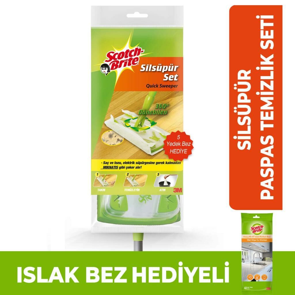 Scotch Brite Silsüpür Q600 Paspas Temizlik Seti + Islak Bez Hediyeli