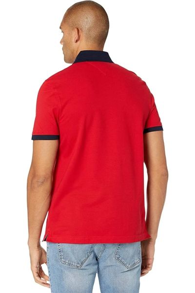 Erkek Kısa Kol Pique Flag Graphic Polo T-shirt In Custom Fit