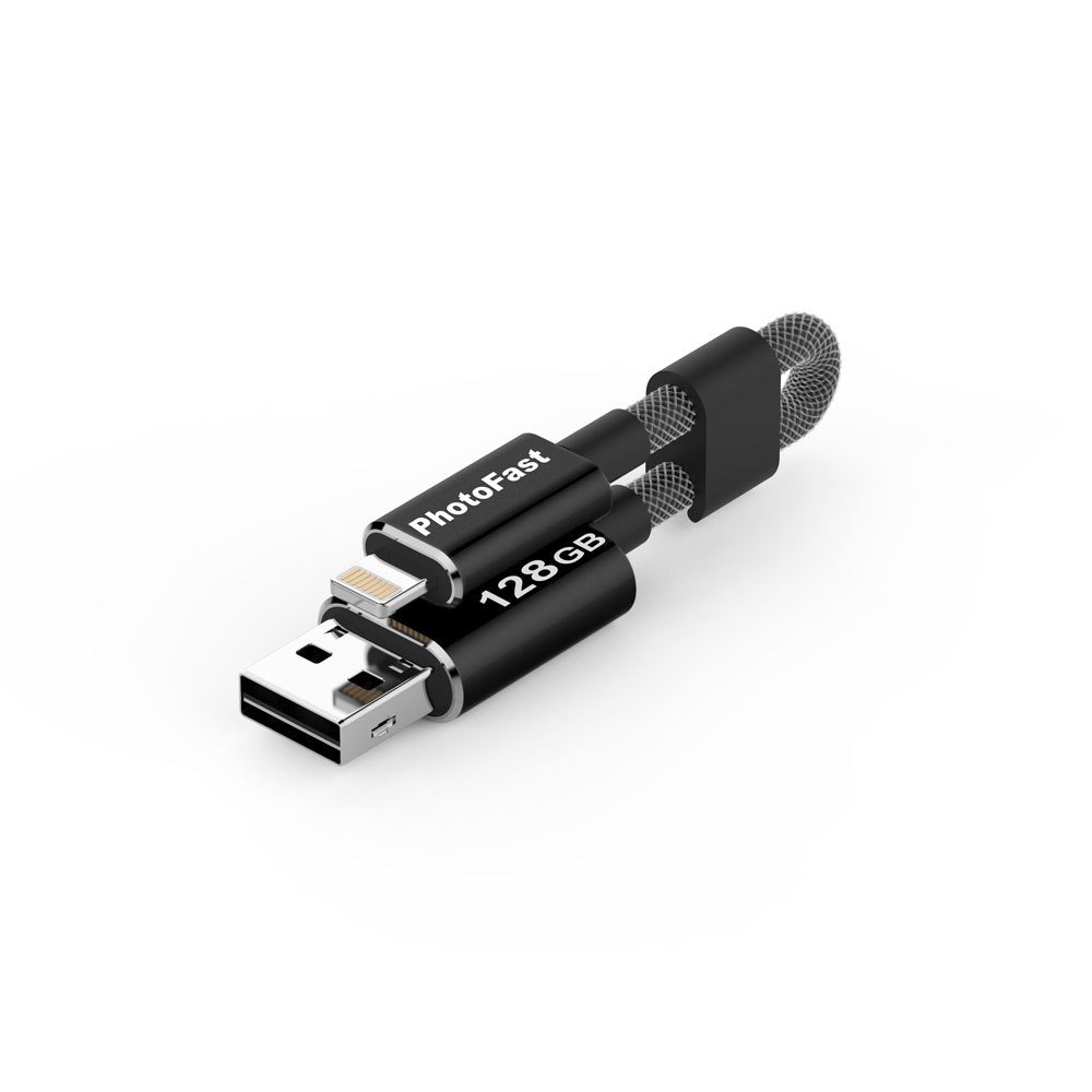 PhotoFast MemoriesCable GEN3 128GB Lightning / USB 3.0 Şarj Kablolu i-FlashDrive (Siyah)