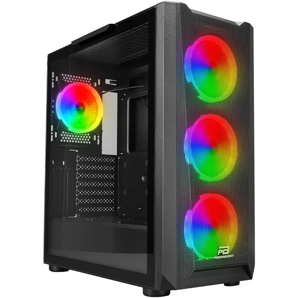 PowerBoost VK-W001B USB 3.0 Mesh ARGB Ring Fanlı Gaming Kasa