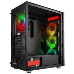 PowerBoost PB-P3701B 650w 80+ USB 3.0 ATX, ARGB Fan, Mesh+Stirp Siyah Kasa