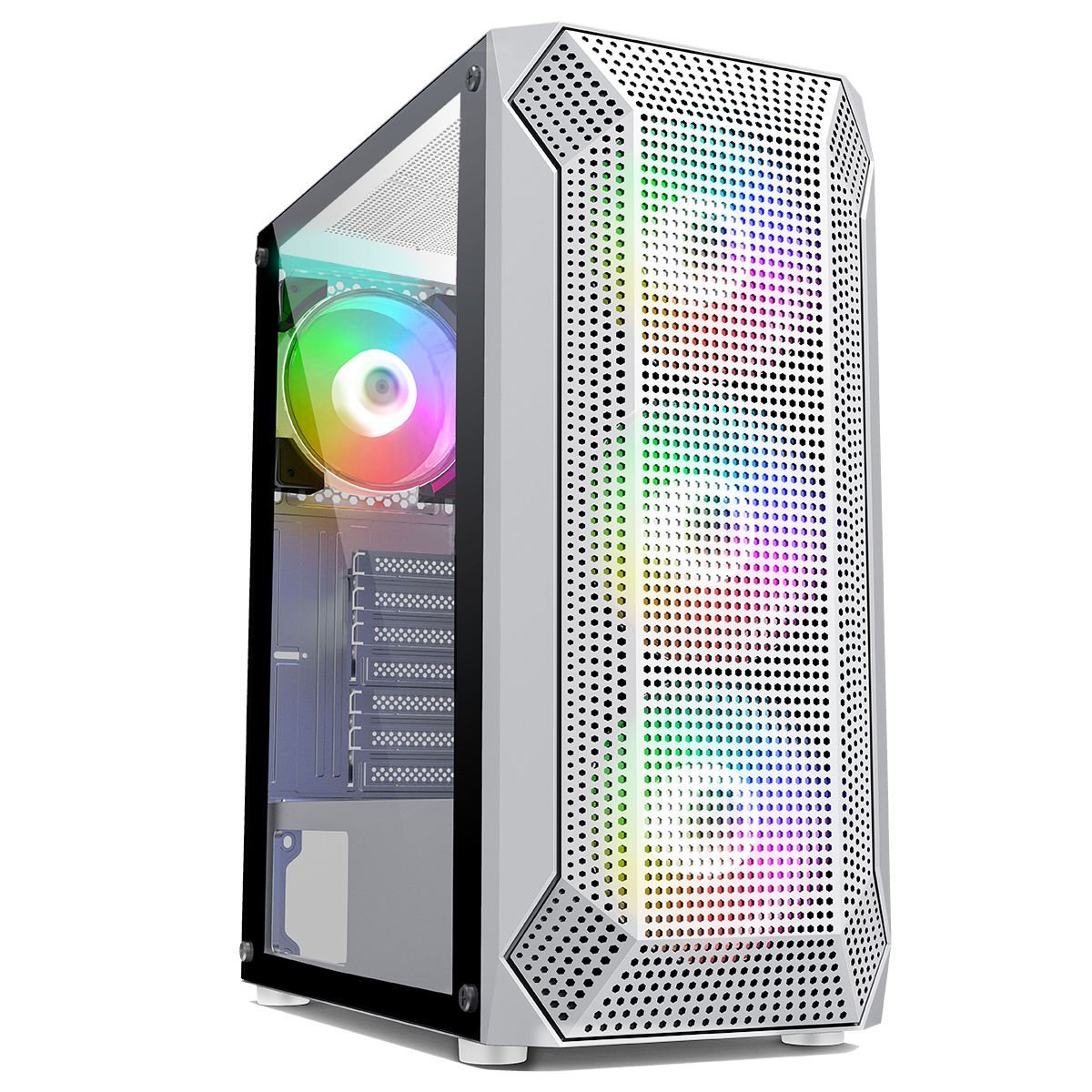 PowerBoost VK-P1882BW 650w 80+ USB 3.0, ATX Mesh, Fixed Rainbow fan Beyaz Kasa