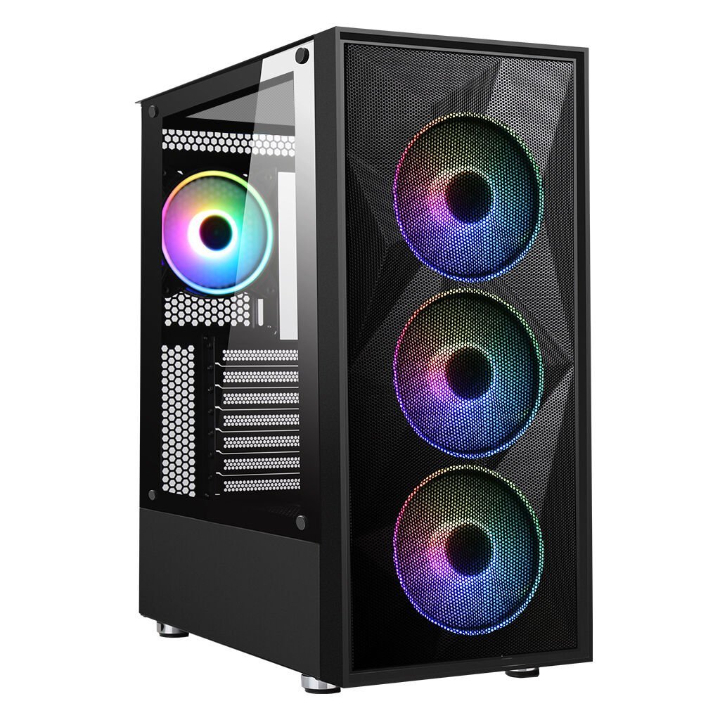 PowerBoost PB-P3509BB 650w 80+ USB 3.0, ATX Mesh, ARGB Fan, Siyah Kasa