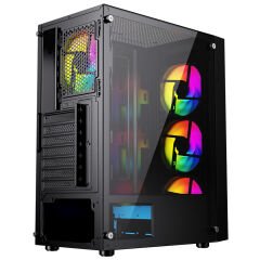 GameBooster GB-PW909B 80+ 550w USB 3.0 ATX Mesh Fixed RGB Fanlı Siyah Kasa