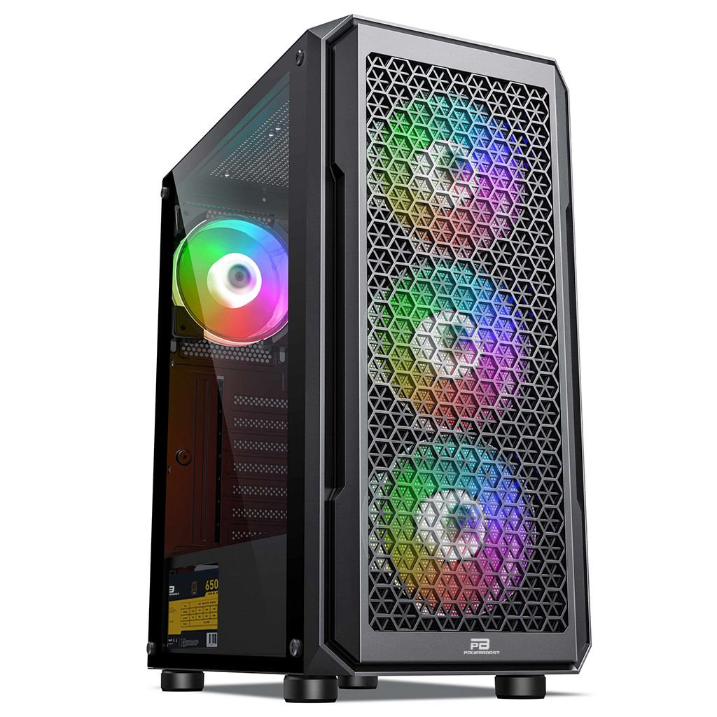 PowerBoost PB-P3385B 650w 80+ Bronze USB 3.0 Mesh Fixed Fanlı Gaming Siyah Kasa