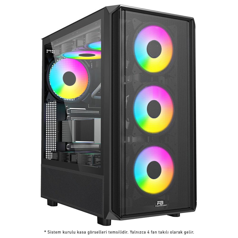 PowerBoost PB-P3602BB 850w 80+ Bronze USB 3.0 ATX Mesh ARGB Fanlı Siyah Kasa