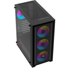 PowerBoost PB-P802AB 650w 80+ Bronze USB 3.0, ATX Mesh RGB Fan Siyah Kasa