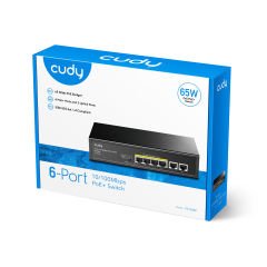 Cudy FS1006P 4 Port 10/100Mbps 2*FE Uplink VLAN&Extend Mode 250m 60W POE+ Ethernet Switch
