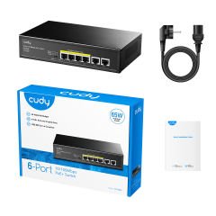 Cudy FS1006P 4 Port 10/100Mbps 2*FE Uplink VLAN&Extend Mode 250m 60W POE+ Ethernet Switch