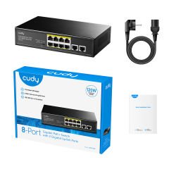 Cudy GS1010P 8 Port 10/100/1000Mbps 2*GE Uplink VLAN&Extend Mode 250m 120W POE+ Ethernet Switch