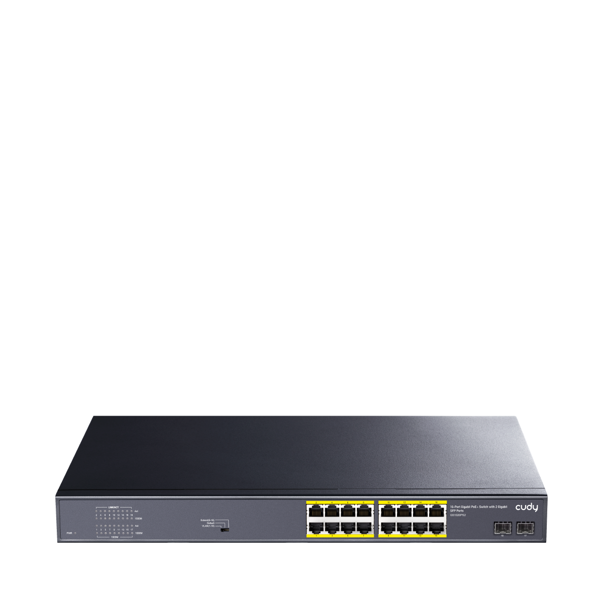 Cudy GS1020PS2 16 Port 10/100/1000Mbps 2*SFP VLAN&Extend 200W 19'' Rock-Mount POE+ Ethernet Switch